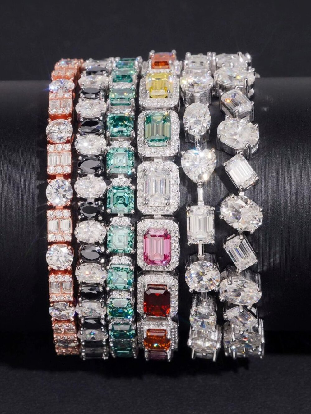 VVS Fancy Cut Moissanite Tennis Bracelet 925 Silver Diamond Jewelry